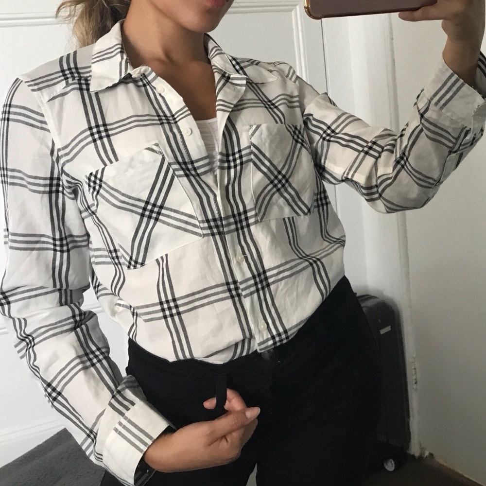 WHITE/BLACK Plaid Shirt
